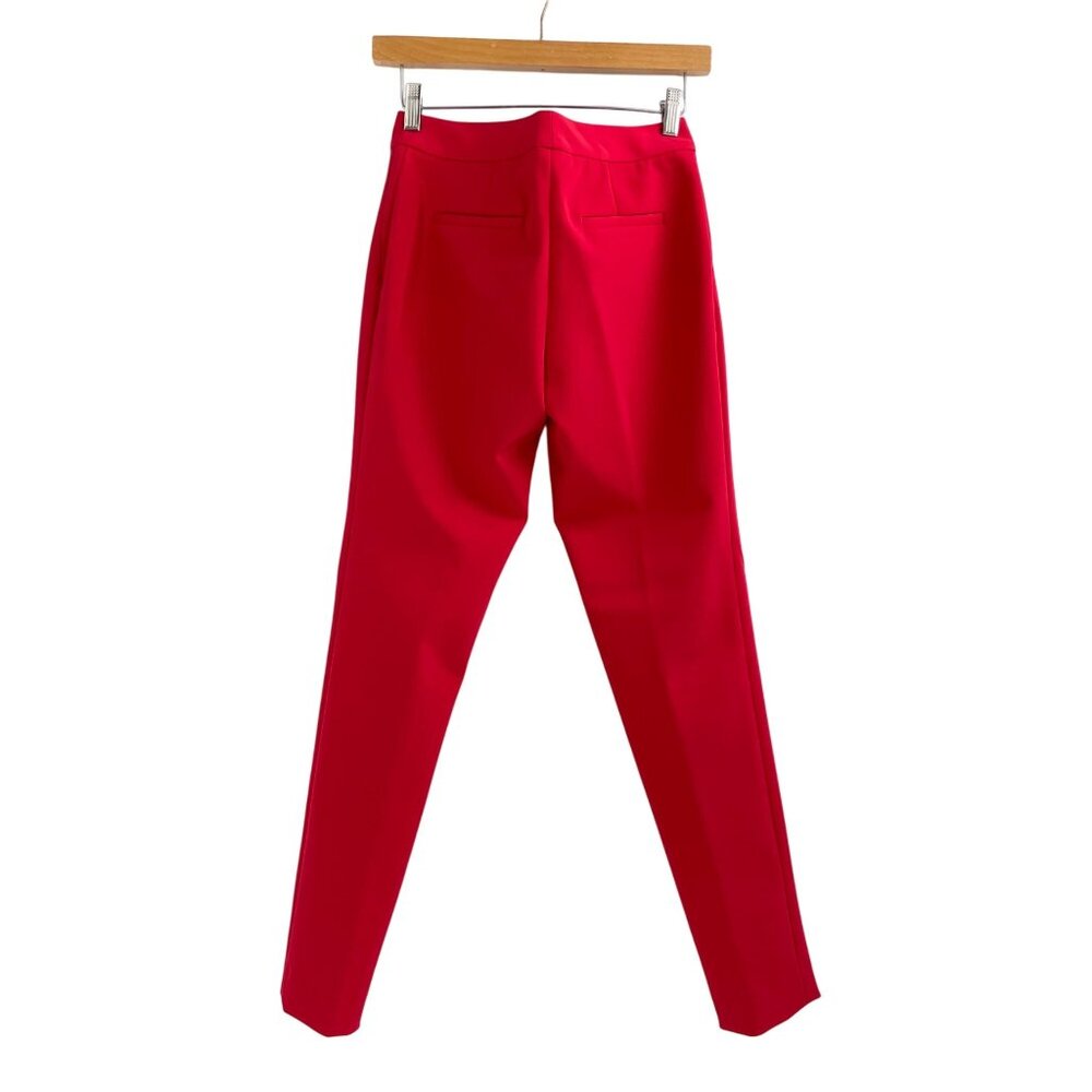 Yigal Azrouël Womens Size 4 Red Tailored Trousers Slim Fit Luxury Bold Classic - Picture 2 of 10